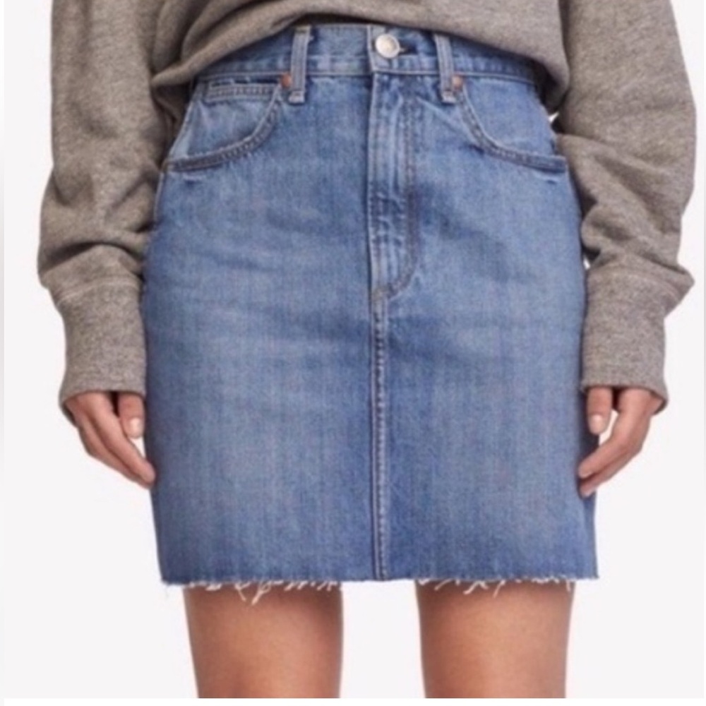 Rag & Bone Light Blue High Waisted Denim Mini Skirt Size 24
